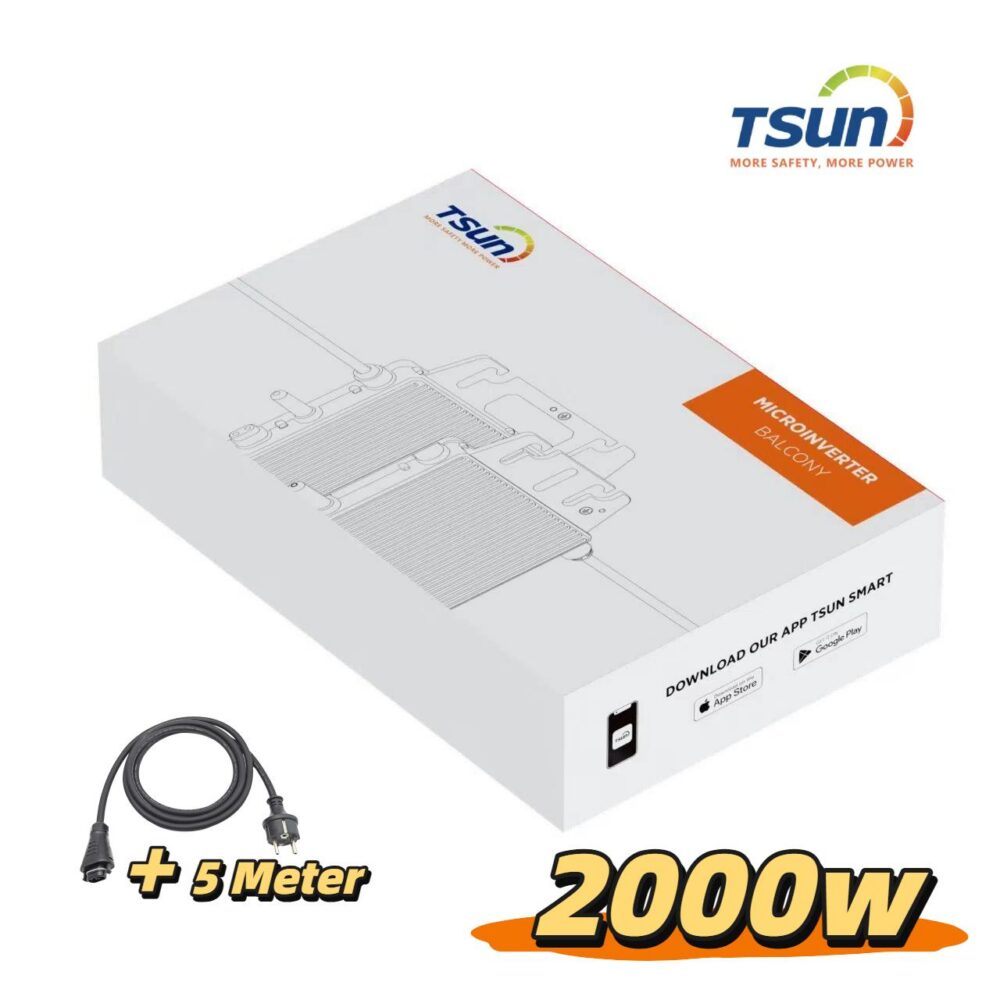 Alternative view of TSUN Balkon Mikrowechselrichter TSOL-MS2000(800w), WLAN integriert, inkl. 5 Meter AC Schlusskabel